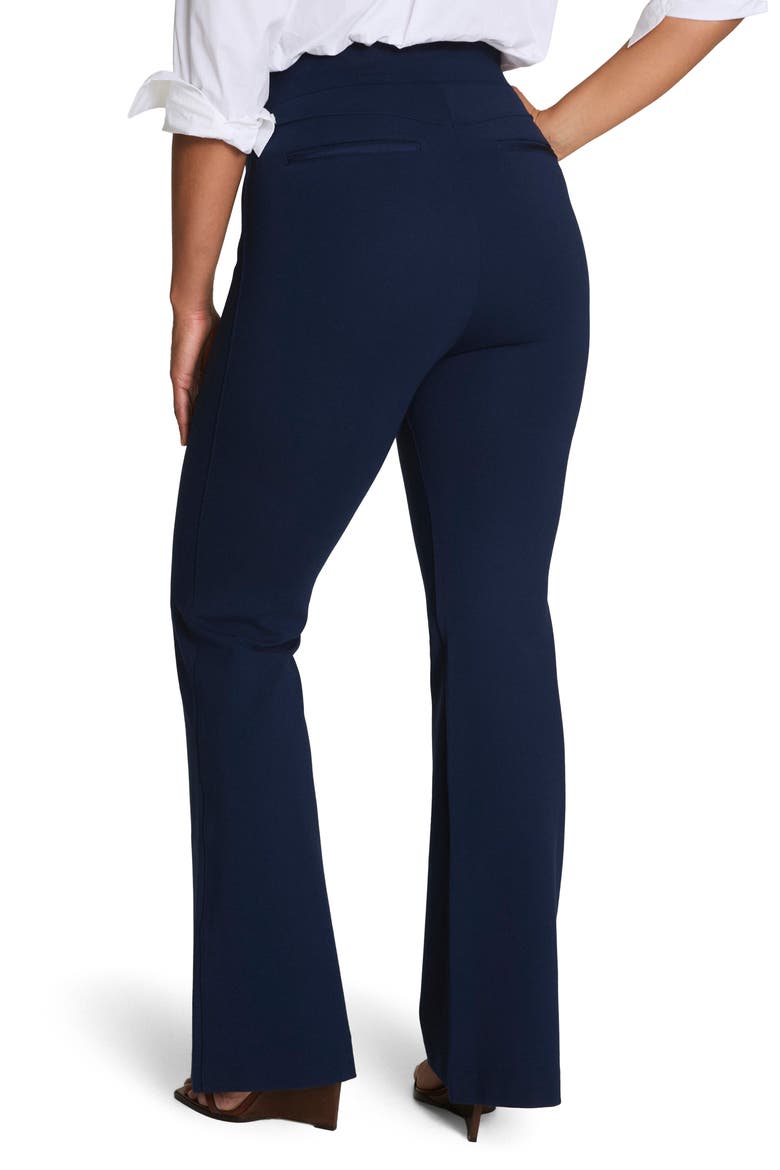 High Waist Flare Leg Stretch Ponte Pants, Alternate, color, TIMELESS NAVY