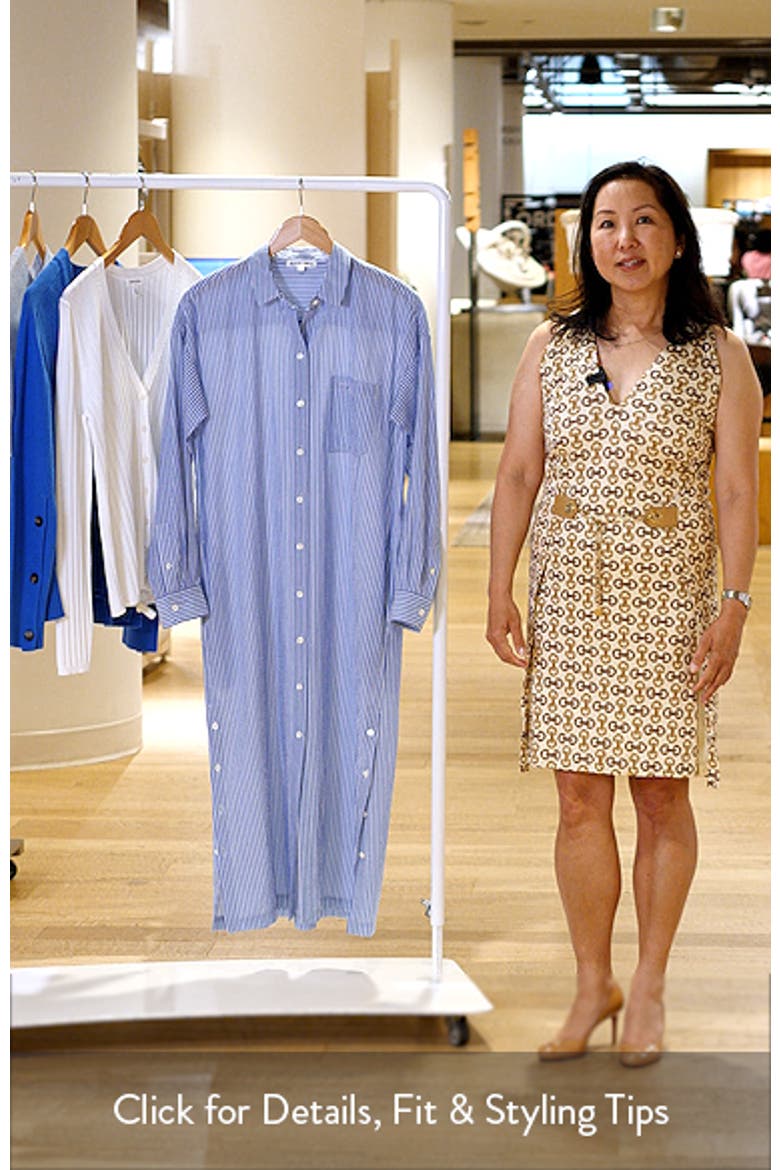 Kerry Stripe Long Sleeve Cotton Seersucker Midi Shirtdress video