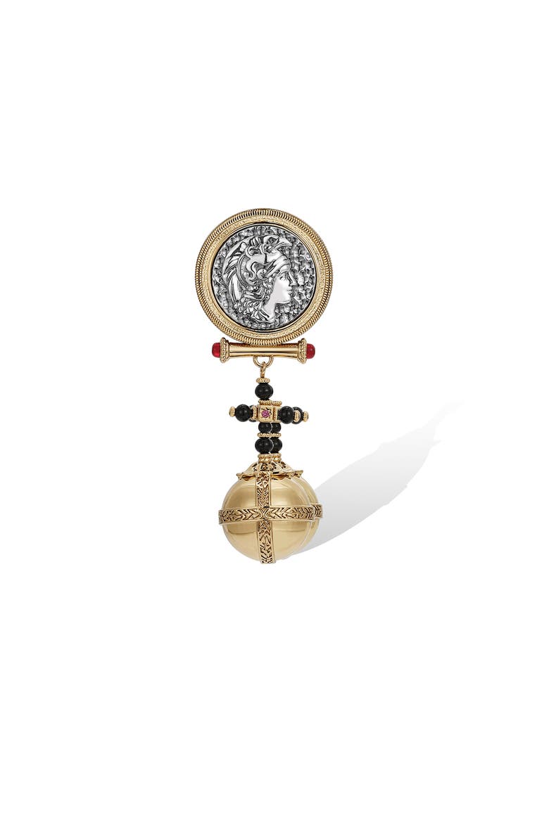 Globus Cruciger Coin Earrings, Alternate, color, Gold & Black & White