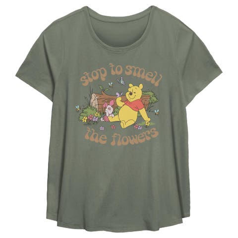 Women's Winnie the Pooh Stop to Smell the Flowers  Graphic T-Shirt