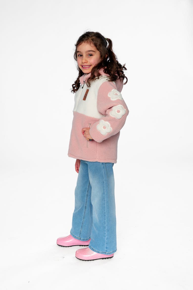 Reversible Mid-Season Fleece Flower Sleeve Hooded Jacket, Alternate, color, Pale Pink