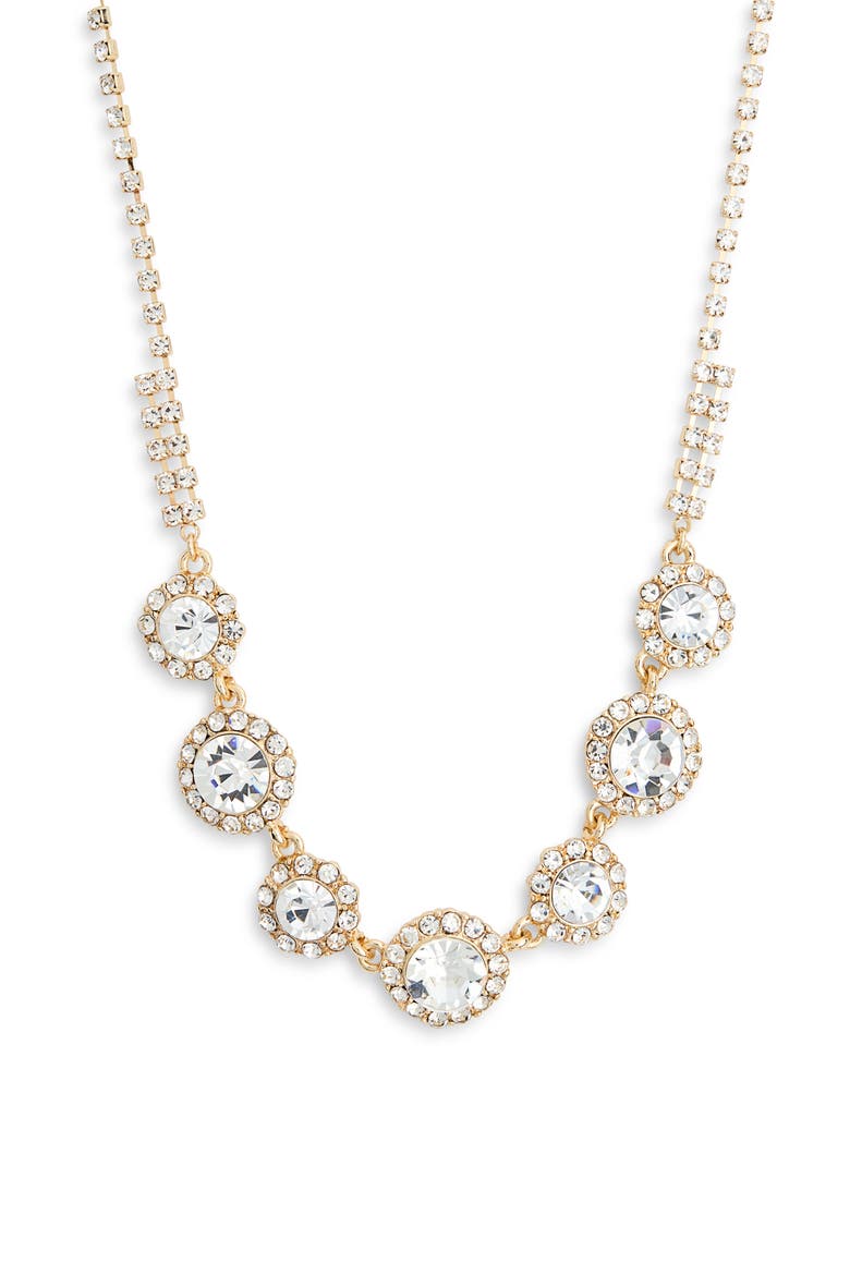 Round Crystal Halo Choker Necklace, Main, color, CLEAR- GOLD