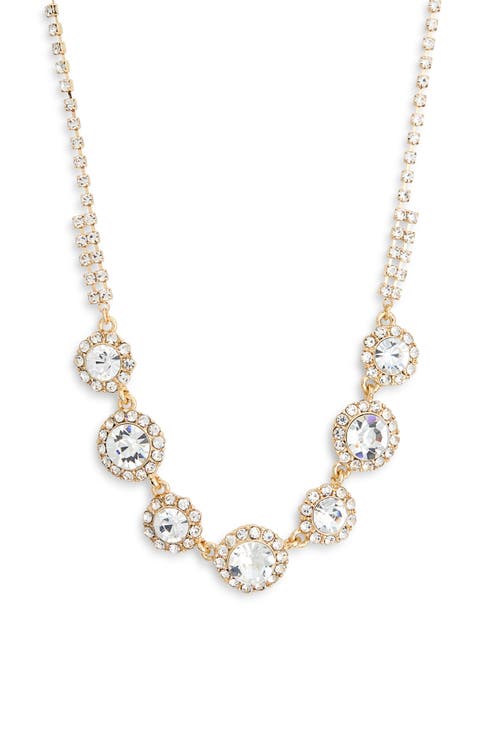 Round Crystal Halo Choker Necklace