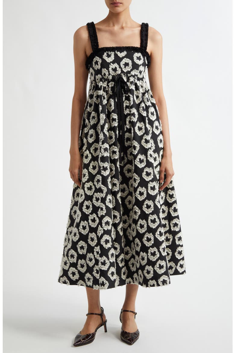 Mira Fray Trim Print Sleeveless Maxi Dress, Main, color, ECLIPSE