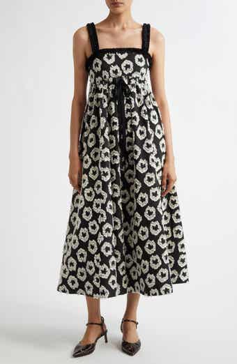 Ulla Johnson Mira Fray Trim Print Sleeveless Maxi Dress
