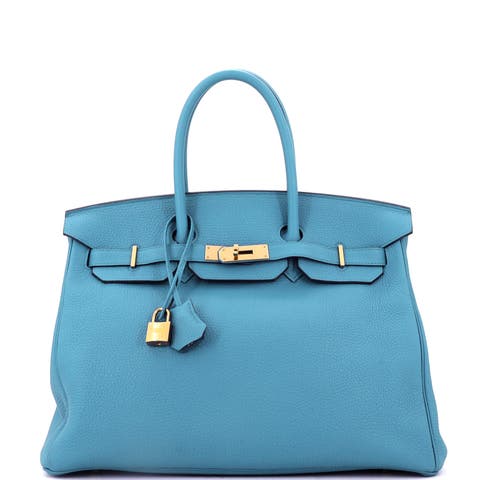 Birkin Handbag Blue Togo with Gold Hardware 35