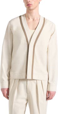 Manière De Voir Alain Linen Cardigan with Contrast Placket