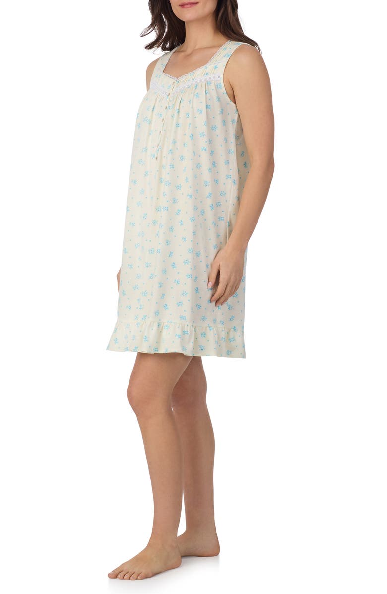 Eileen West Floral Print Sleeveless Cotton Jersey Short Nightgown, Alternate, color, Yellow Print