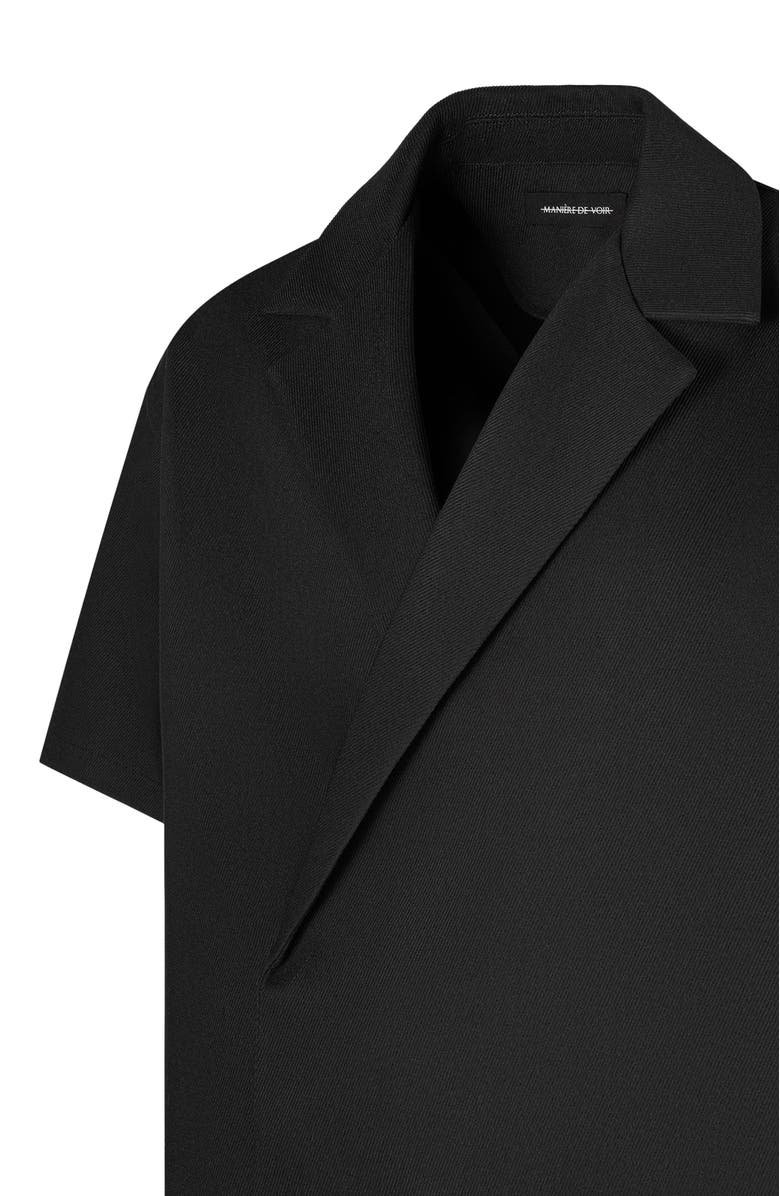 Manière De Voir Abel Boxy Twill Double Breasted Shirt, Alternate, color, Black