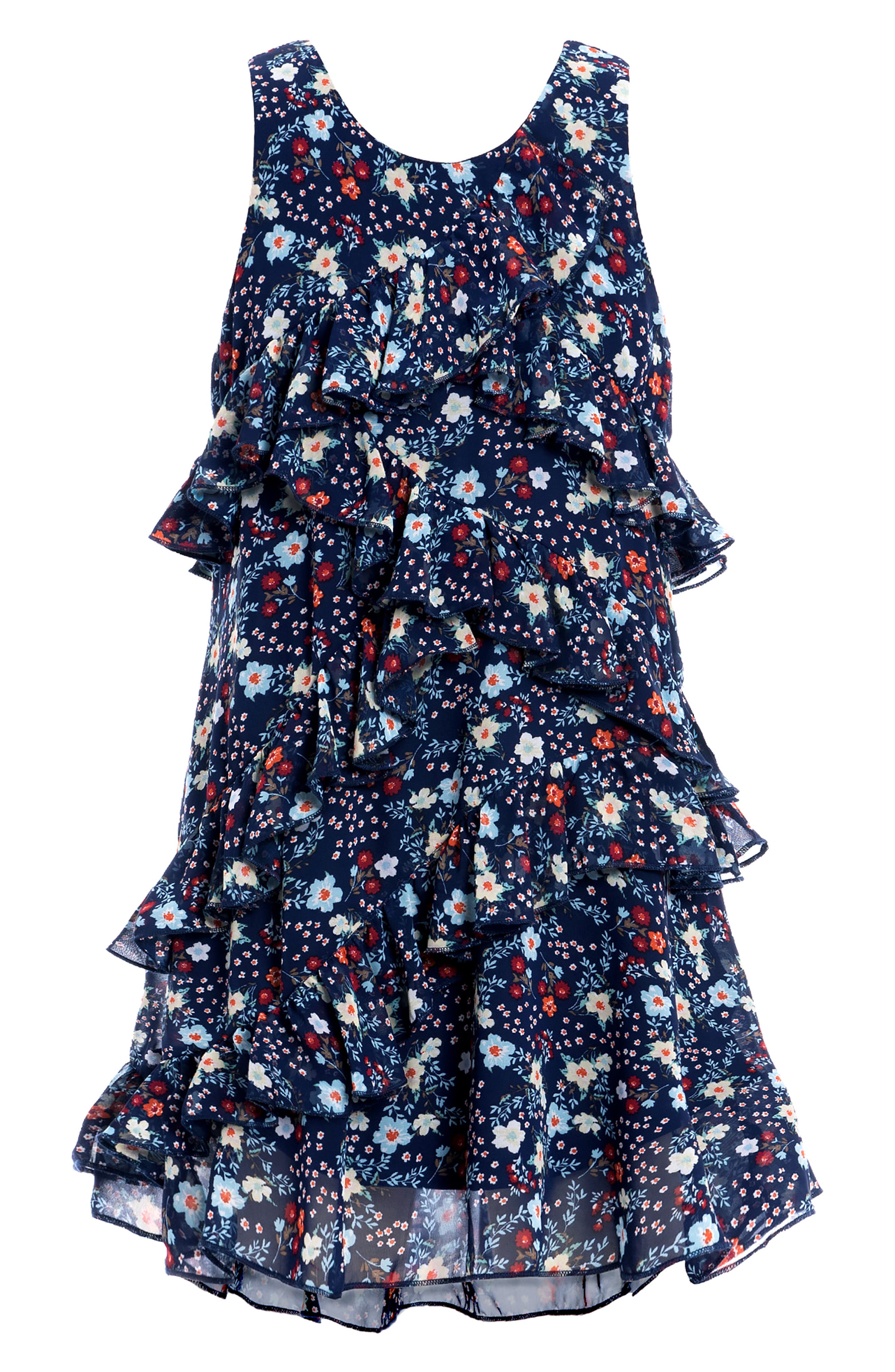 Kids' Floral Print Ruffle Dress