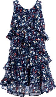 Truly Me Kids' Floral Print Ruffle Dress