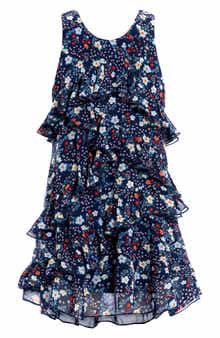 Kids' Floral Print Ruffle Dress