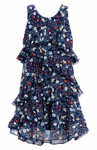 Kids' Floral Print Ruffle Dress