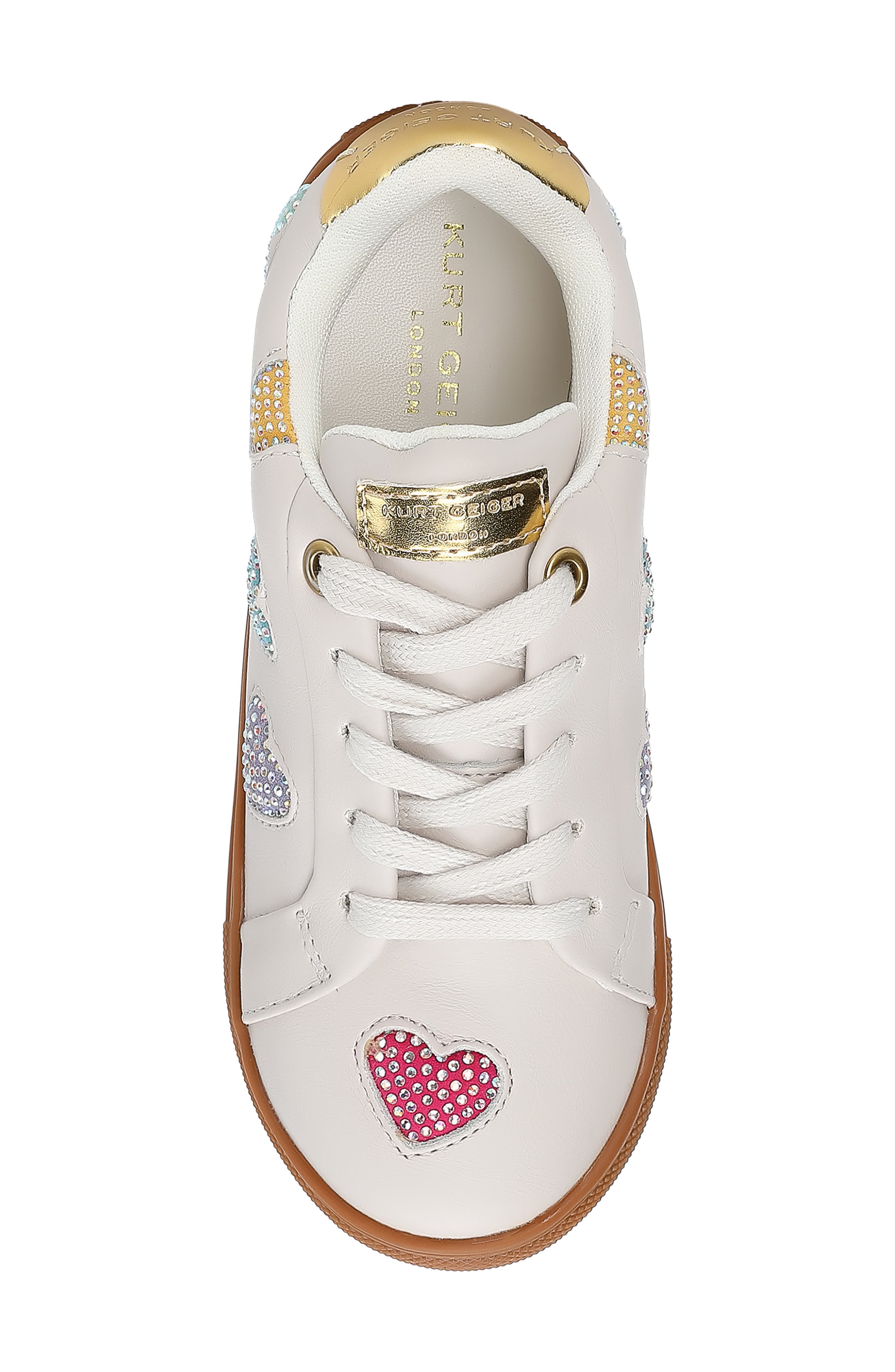 Kurt Geiger London Kids' Mini Lane Love Crystal Heart Sneaker, Alternate, color, Rainbow