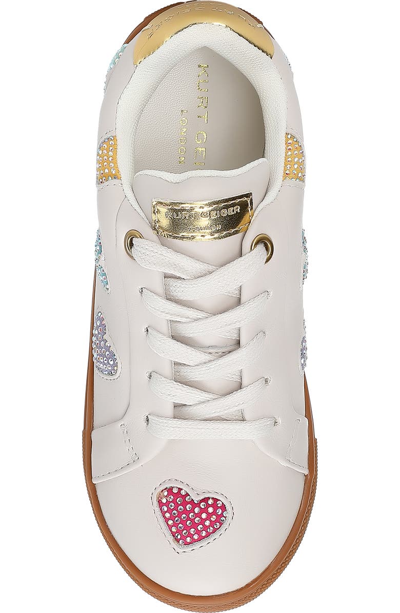 Kurt Geiger London Kids' Mini Lane Love Crystal Heart Sneaker, Alternate, color, Rainbow