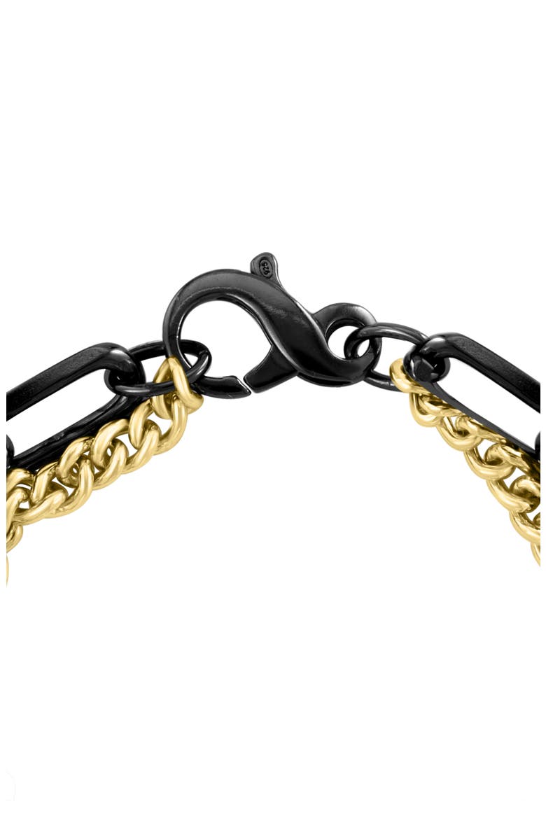 Men's Two-Tone Mixed Chain Bracelet, Alternate, color, BLACK