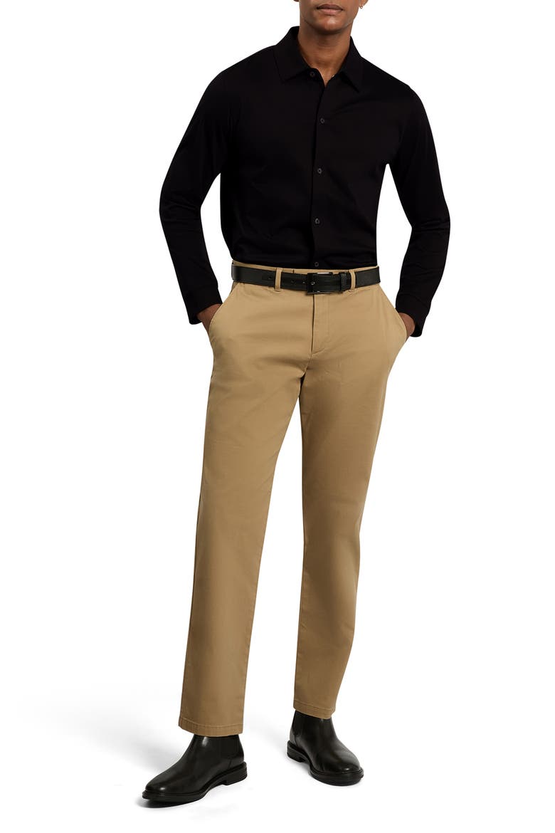 Quillon Navy Knit Cotton Button-Up Shirt, Alternate, color, BLACK