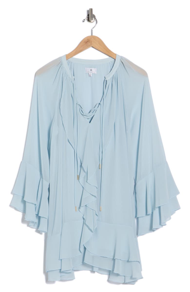 Socialite Bell Sleeve Ruffle Minidress, Alternate, color, 