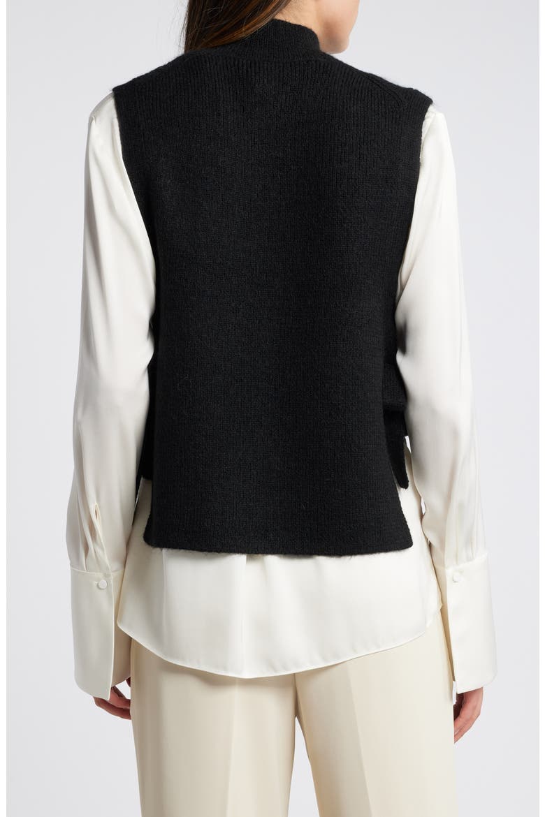 Wool & Mohair Side Tie Bib Vest, Alternate, color, BLACK DARK