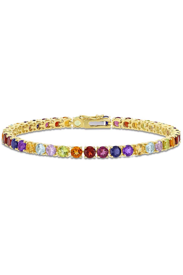 Multi-Color Gemstone Tennis Bracelet Yellow Silver, Main, color, Yellow-Plated Sterling Silver