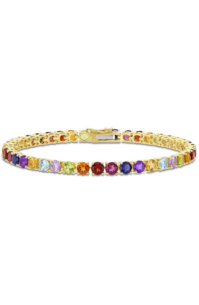 Julianna B. Multi-Color Gemstone Tennis Bracelet Yellow Silver, Main, color, Yellow-Plated Sterling Silver