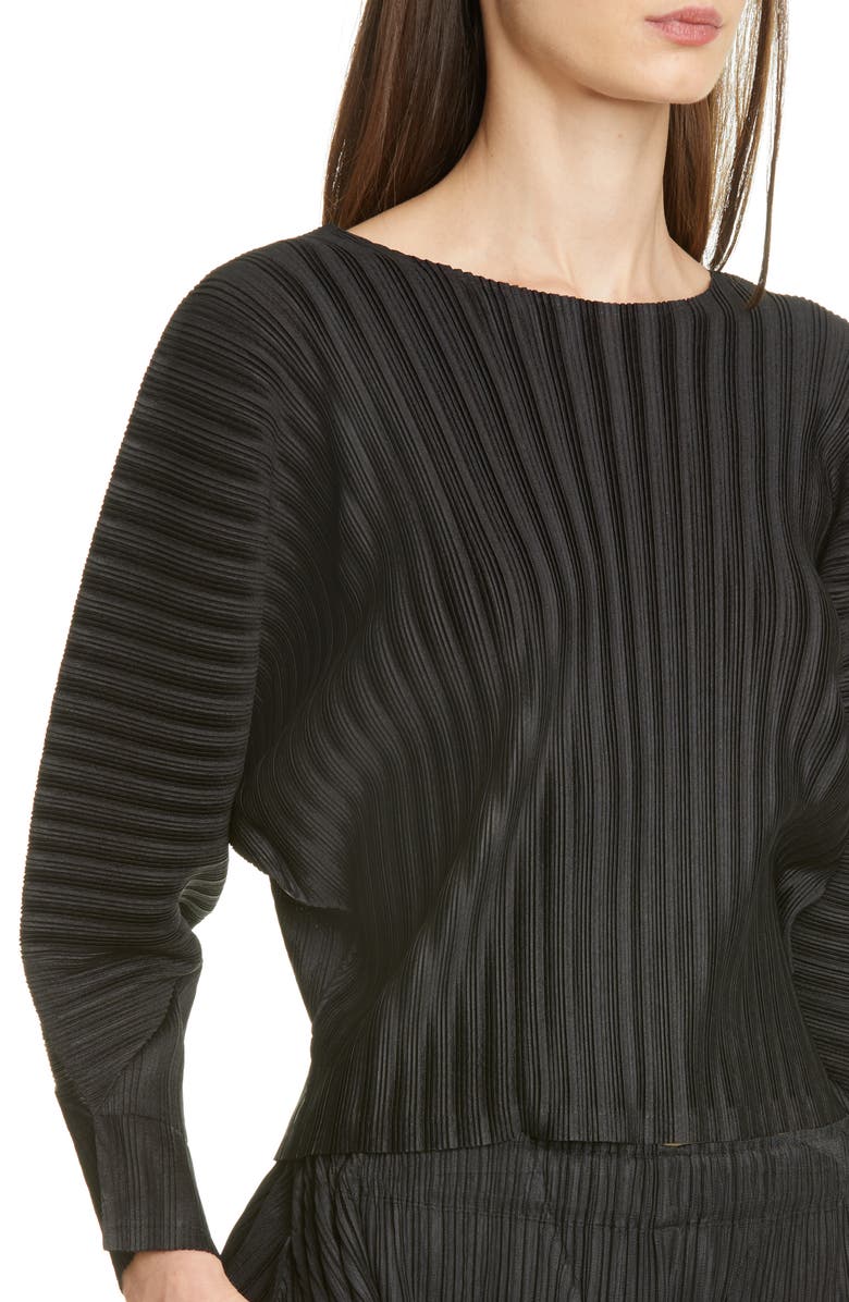 Pleats Please Issey Miyake Pleated Dolman Sleeve Top, Alternate, color, 