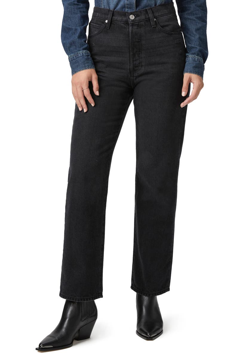 PAIGE Sawyer High Waist Straight Leg Jeans, Main, color, Dark Dawn Distressed
