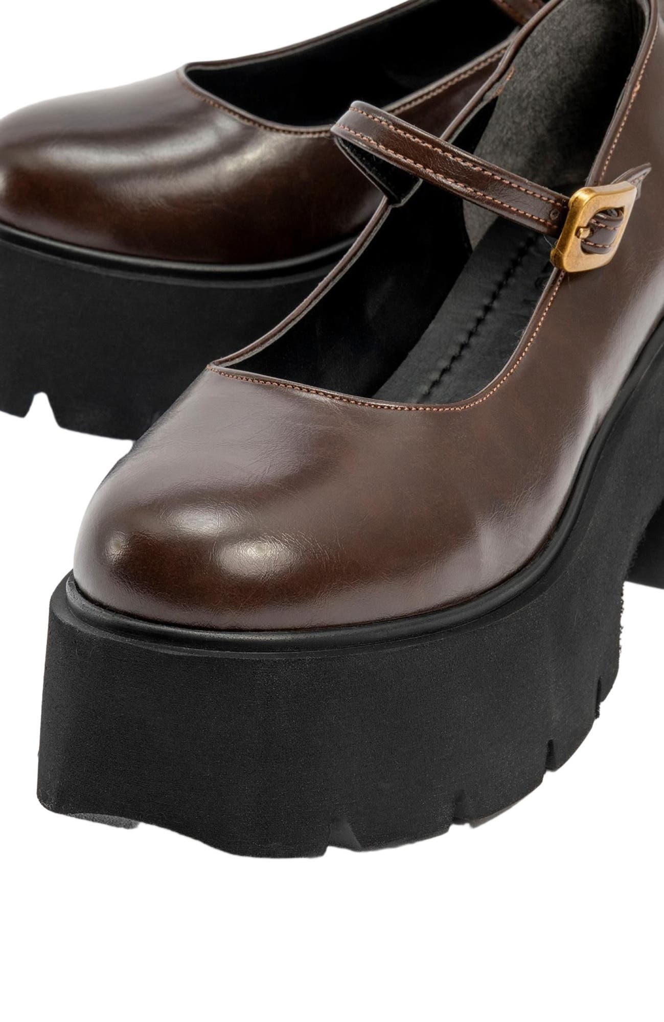 Prologue Shoes Linley Platform Mary Jane Shoes, Alternate, color, Brown Faux Leather