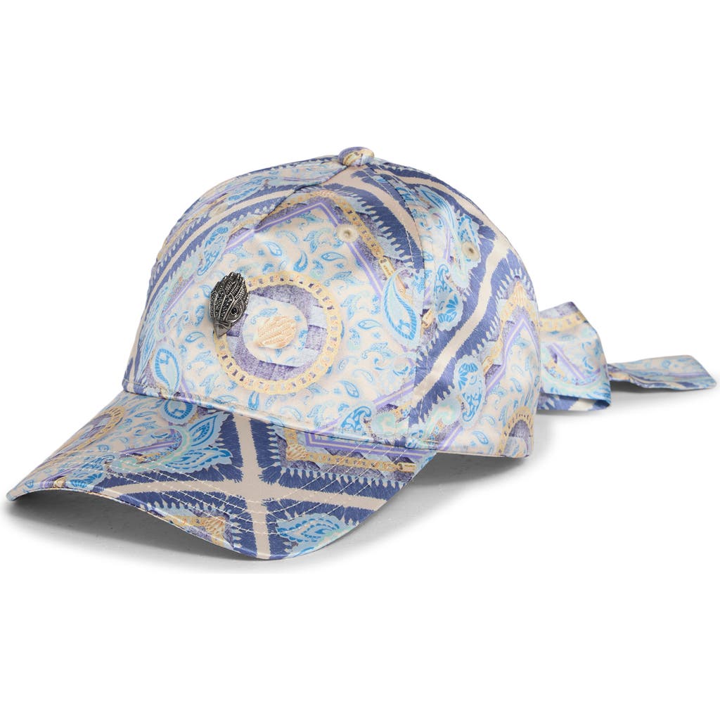 Kurt Geiger London Denim Paisley Tieback Baseball Cap In Blue