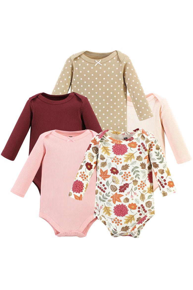 Thermal Long Sleeve Bodysuits, Main, color, Acorn Botanical