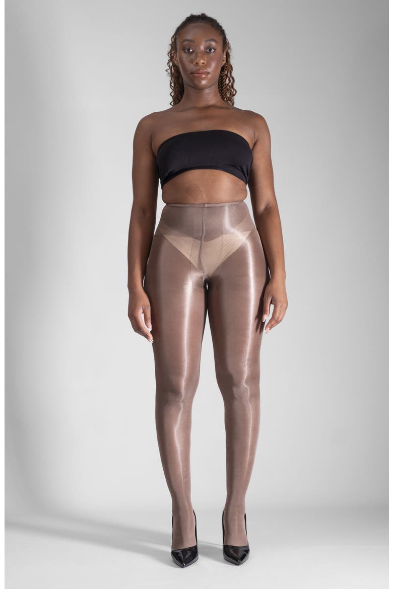 Lustrous Silky Shiny 40-Denier Semi-Opaque Tights, Alternate, color, COCOA