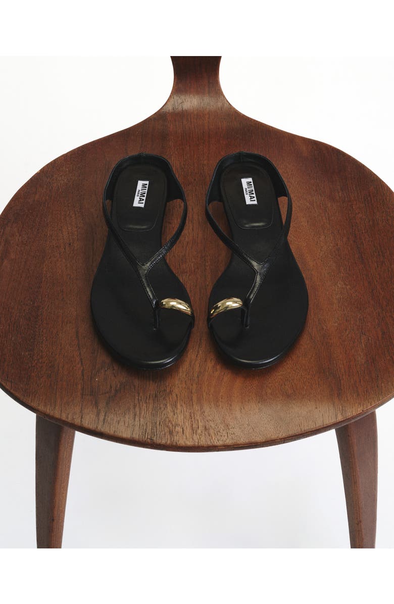 MI/MAI Juno Jewel Detail Flat Sandals, Alternate, color, Black