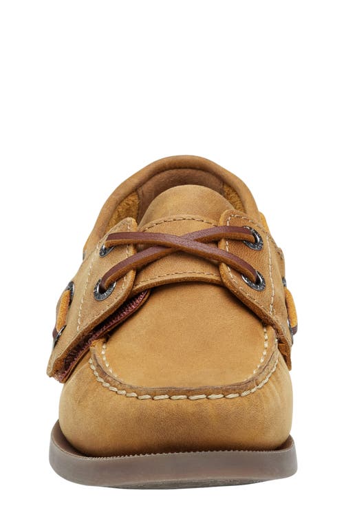 Johnston & Murphy Kids' Zeke Boat Shoe In Light Tan Oiled Full Grain