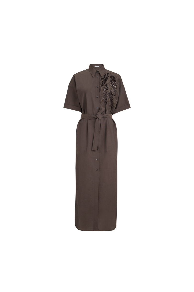 Dress with dazzling seabed embroidery, Alternate, color, Brown