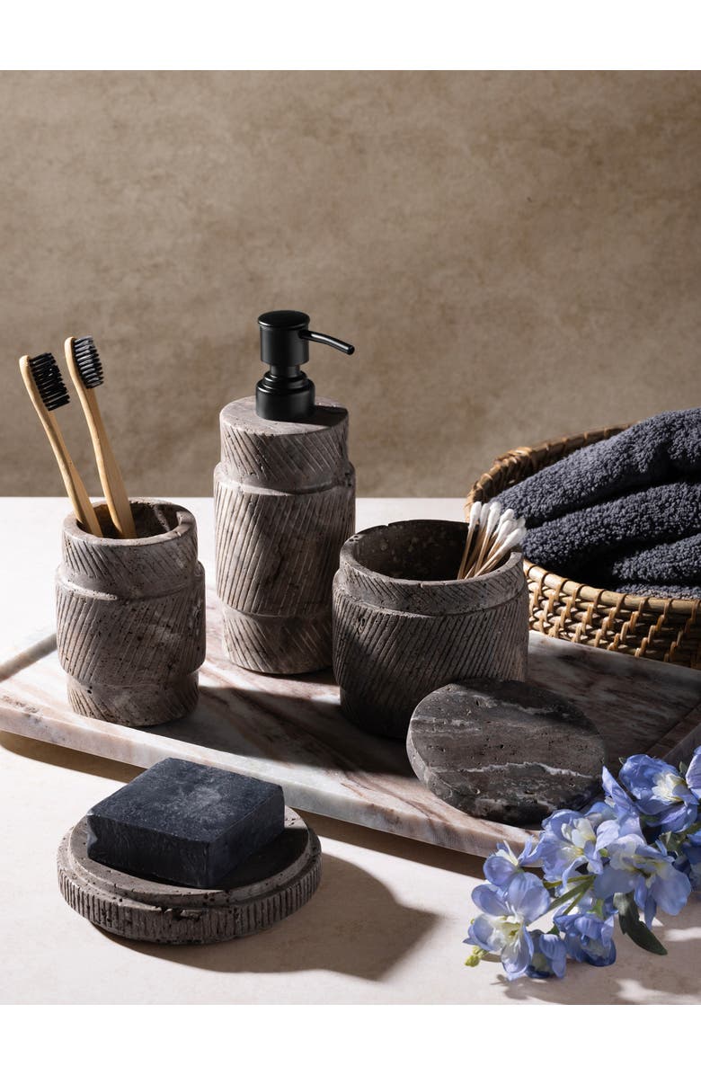 GAURI KOHLI Tallinn Gray Travertine Bath Accessories, Set of 4, Alternate, color, Brown