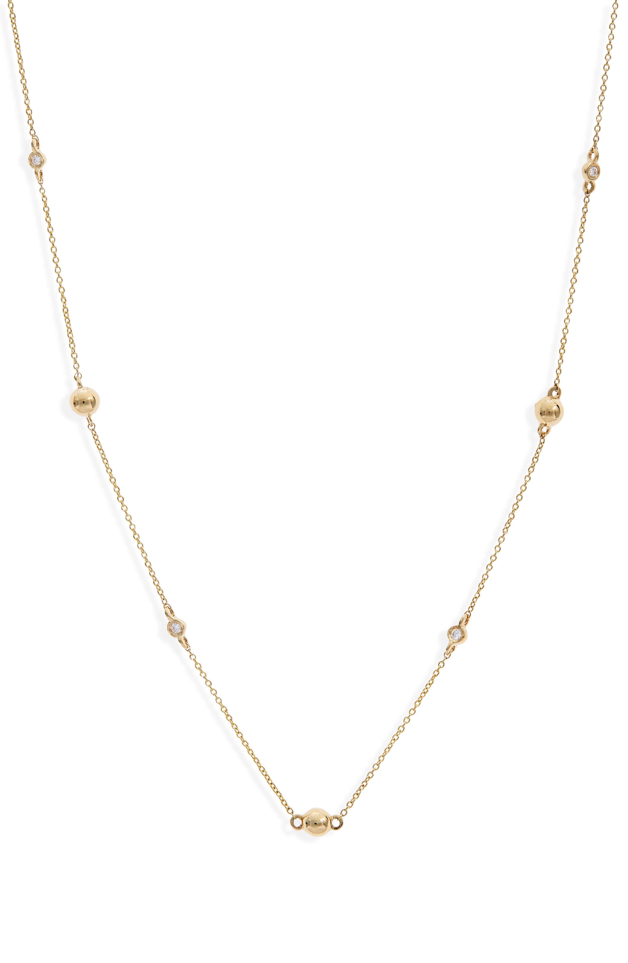 Dana Rebecca Designs Designs Poppy Rae Diamond & Ball Station Necklace ...