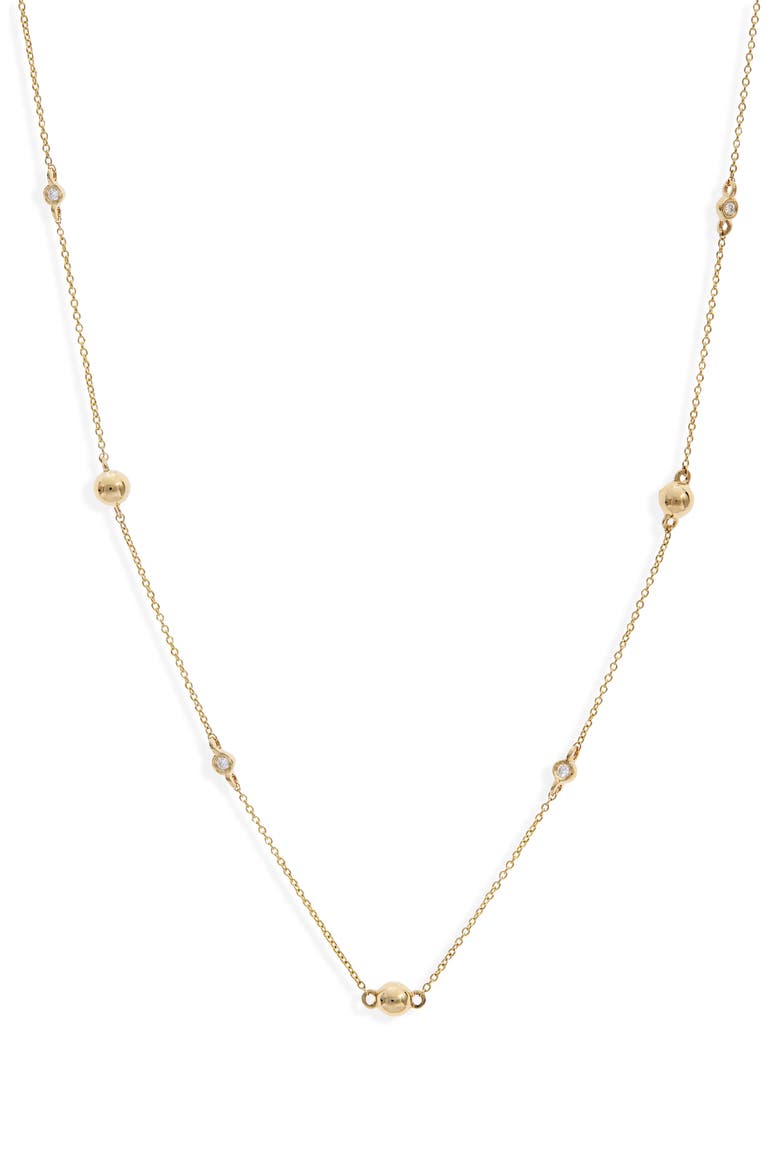 Poppy Rae Diamond & Ball Station Necklace, Alternate, color, YELLOW GOLD
