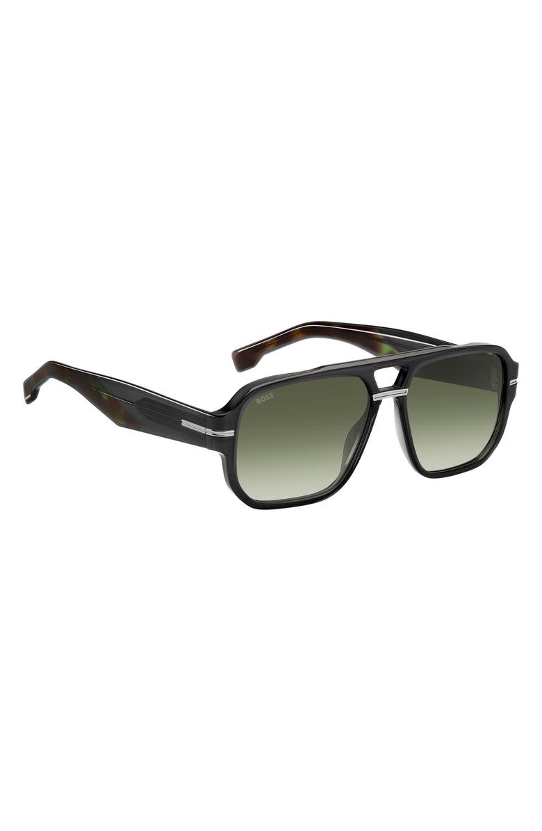 BOSS 57mm Rectangular Sunglasses, Alternate, color, Grey/ Green Sf Ar
