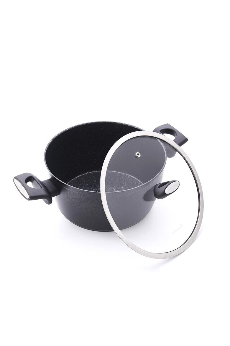 Nora 2 Piece 3.6 Liter Alumium Nonstick Low Casserole Dish with Lid, Alternate, color, Black
