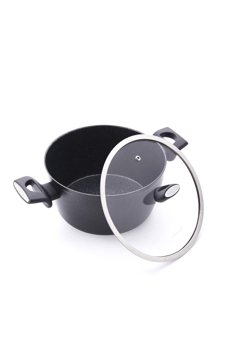 Korkmaz Nora 2 Piece 3 Liter Alumium Nonstick Casserole Dish with Lid, Alternate, color, Black