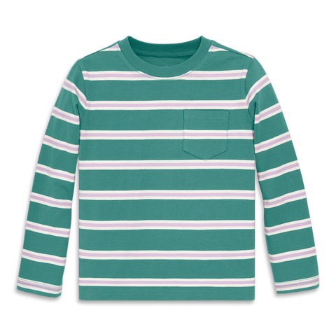 Kids Long Sleeve Pocket Tee In Varsity Stripe