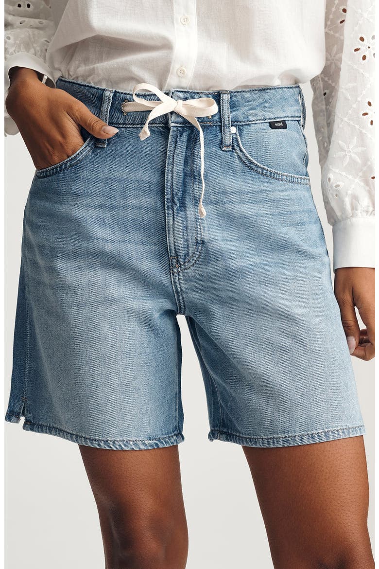 Nella Drawstring Denim Shorts, Alternate, color, LIGHT BLUE WELL BLUE