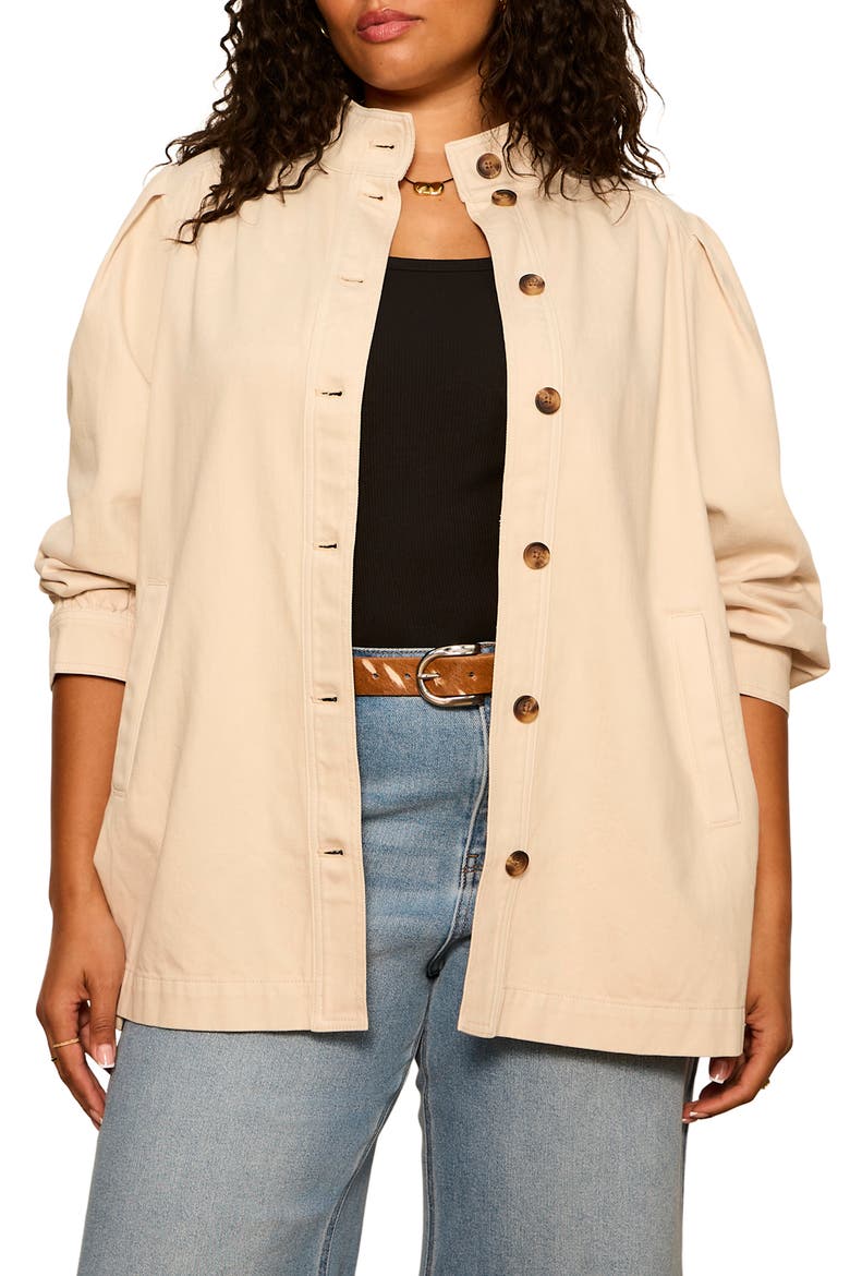 Carrie Oversize Denim Jacket, Alternate, color, WHITE/ DARK OPAL