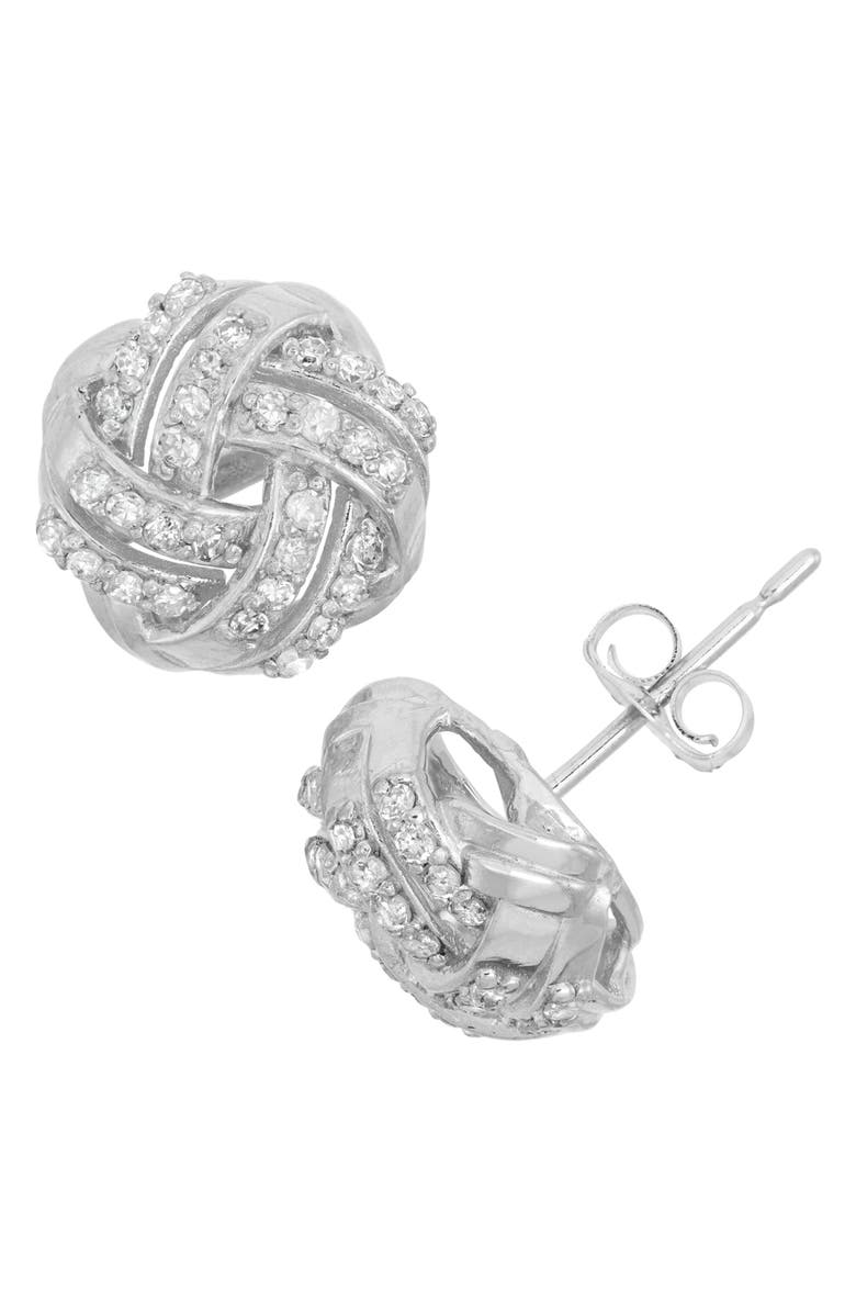 FUZION CREATIONS Pavé Diamond Knot Stud Earrings, Main, color, 
