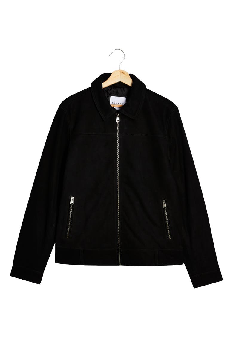 Topman Suede Harrington Jacket, Alternate, color, 