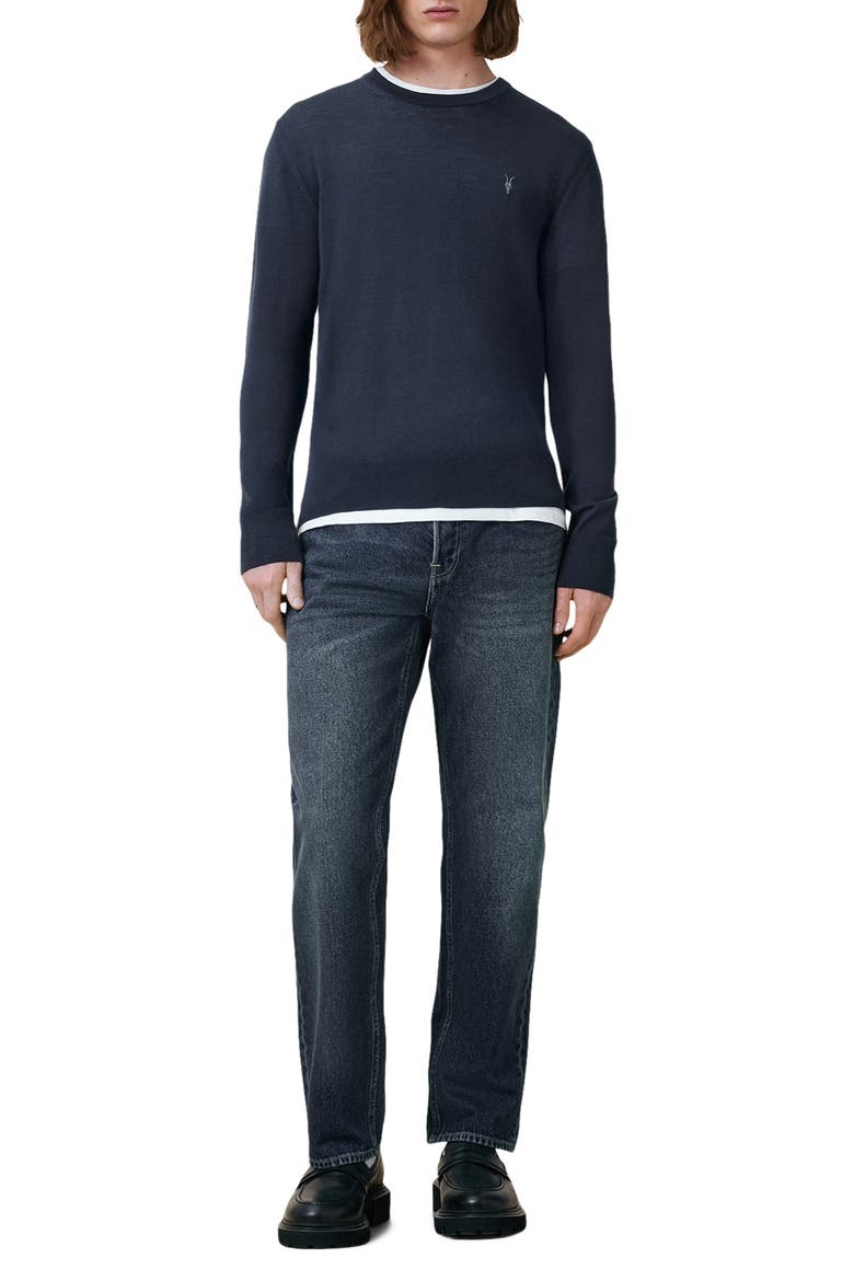 Mode Merino Wool Crewneck Sweater, Alternate, color, NAVY BLUE