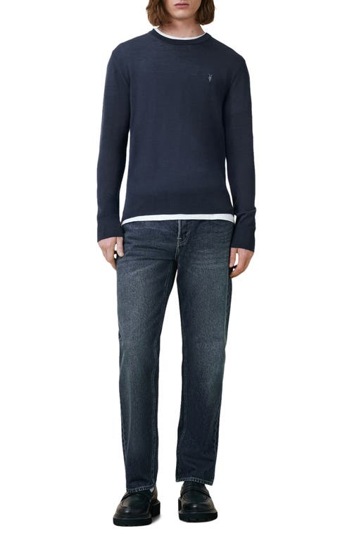 Allsaints Mode Regular Fit Merino Wool Sweater In Navy Blue