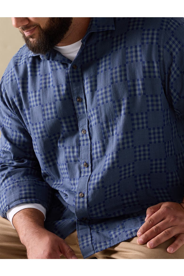 Big & Tall Plaid Patch Sport Shirt, Alternate, color, MEDIEVAL BLUE