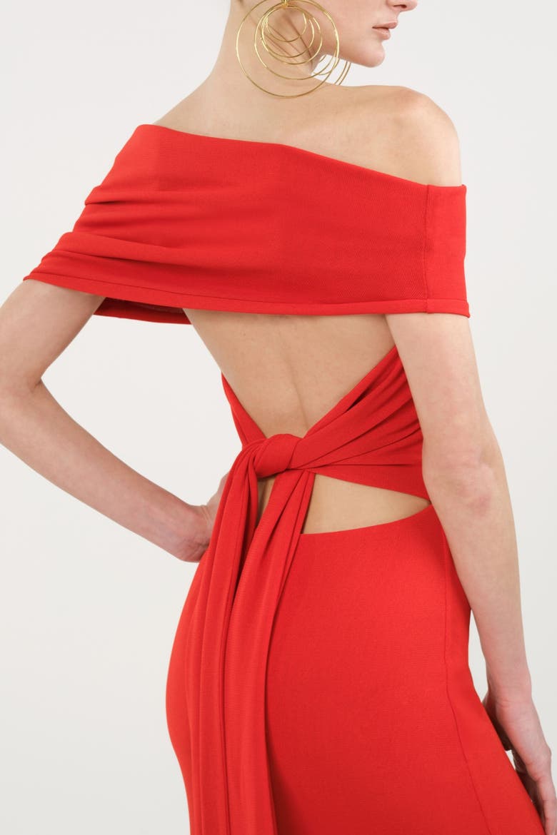 Asymmetric Strapless Maxi Dress, Alternate, color, Red