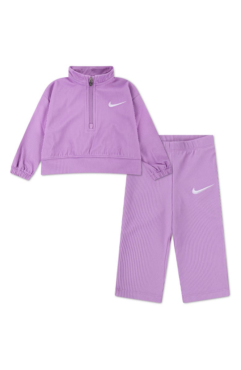 Nike Game Swoosh Match 3/4 Zip & Leggings Set, Main, color, Rush Fuchsia